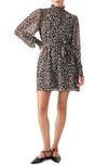 Sanctuary Too Fab Animal Print Long Sleeve Minidress In Chocolate