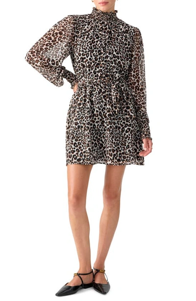 Sanctuary Too Fab Animal Print Long Sleeve Minidress In Chocolate