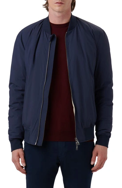 Bugatchi Water Resistant Reversible Bomber Jacket In Navy