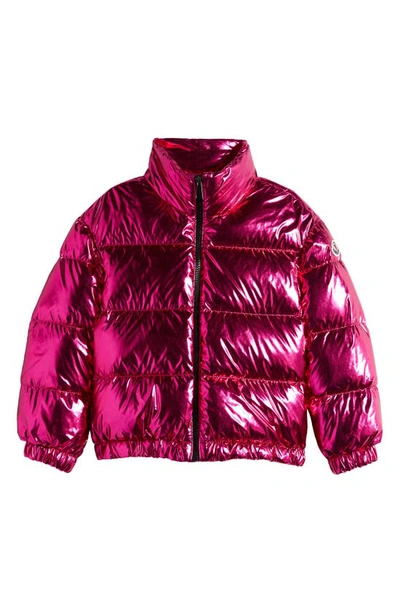 Moncler Kids' Meuse Laminated Nylon Down Jacket In Fuchsia