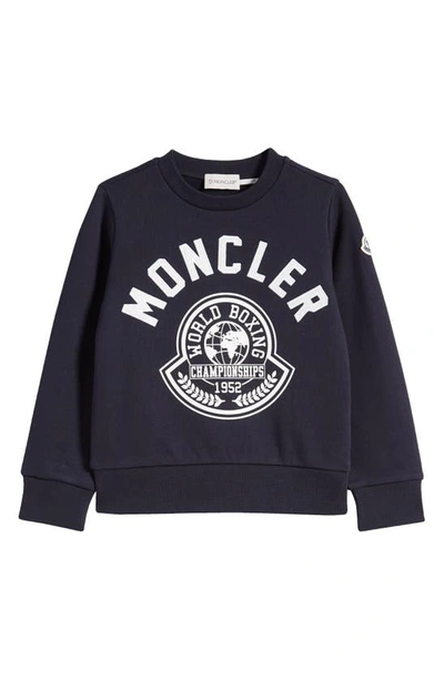 Moncler Kids' Cotton Sweatshirt In Blue Navy