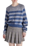 Steve Madden Lyon Stripe Oversize Sweater In Navy