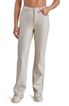 Steve Madden Loren Faux Leather Straight Leg Pants In Bone