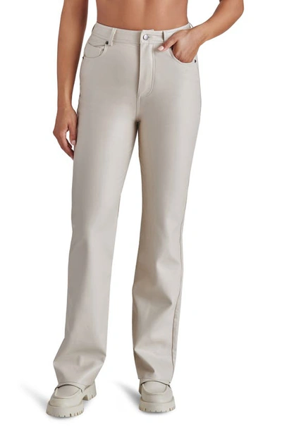 Steve Madden Loren Faux Leather Straight Leg Trousers In Bone