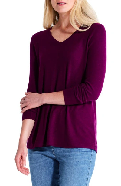 Nzt By Nic+zoe Sweet Dreams Heathered Top In Mulberry