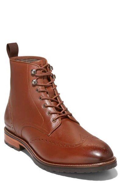 Cole Haan Men's Berkshire Wingtip Boots In Dark Sequoia-natural