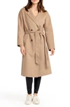 Belle & Bloom Standing Still Belted Double Breasted Wool Blend Coat In Oat