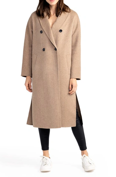 Belle & Bloom Guest List Oversize Double Breasted Wool Blend Coat In Oat