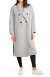 Belle & Bloom Guest List Oversized Double Breasted Wool Blend Coat In Grey Marle