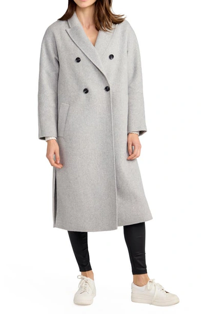 Belle & Bloom Guest List Oversized Double Breasted Wool Blend Coat In Grey Marle