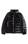 Moncler Bourne Shiny Nylon Down Jacket In Blue Navy
