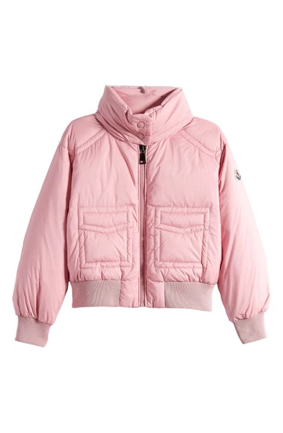 Moncler Kids' Jucar Quilted Down Bomber Jacket In Pink