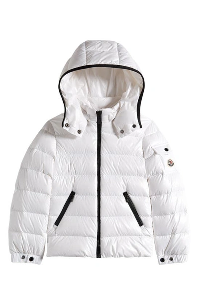 Moncler Kids' Bady Water Resistant Hooded Down Puffer Jacket In White