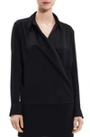 Theory Modern Silk Georgette Wrap Blouse In Black