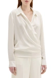 Theory Women's Draped Silk-georgette Blouse In Ivory