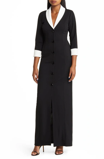 Marina Blazer Maxi Dress In Black/ White