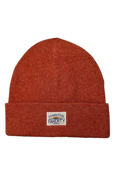 Faherty Core Logo Beanie In Orange