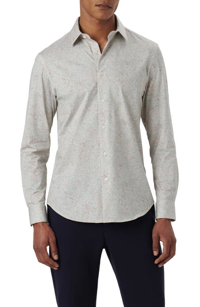 Bugatchi James Ooohcotton® Marble Print Button-up Shirt In Beige Salmon