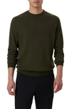 Bugatchi Merino Wool Crewneck Sweater In Khaki