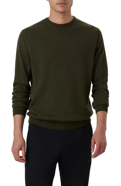 Bugatchi Merino Wool Crewneck Sweater In Khaki