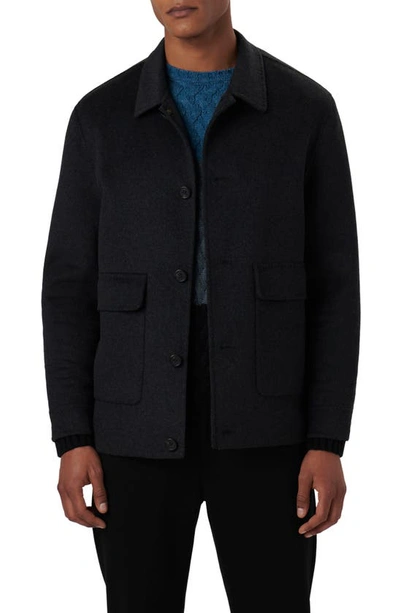 Bugatchi Pickstitch Wool Blend Jacket In Anthracite