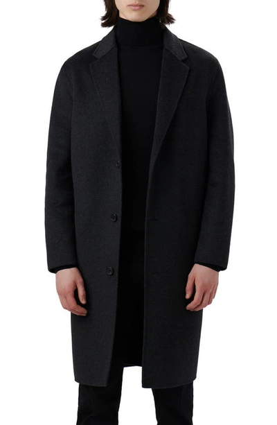 Bugatchi Tailor Fit Wool Blend Longline Coat In Anthracite