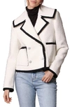 Avec Les Filles Trim Double Breasted Coat In Ivory