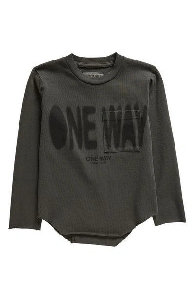 Nununu Kids' One Way Pocket Graphic T-shirt In Graphite