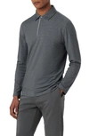 Bugatchi Long Sleeve Stretch Cotton Knit Polo In Caviar