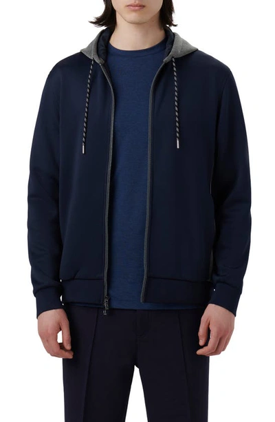 Bugatchi Men's Soft Touch Full-zip Hooded Jacket In Navy