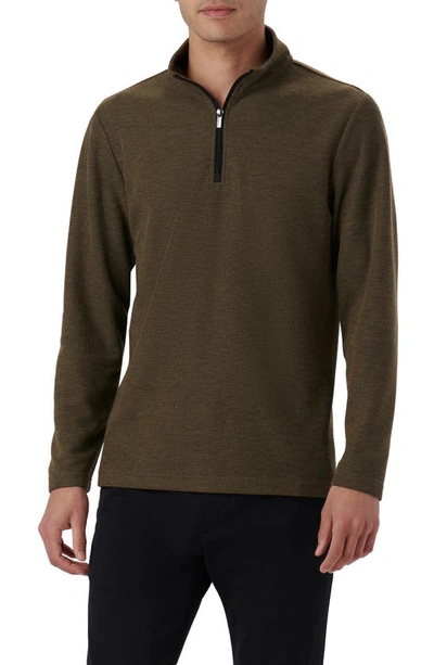 Bugatchi Quarter Zip Pullover In Khaki