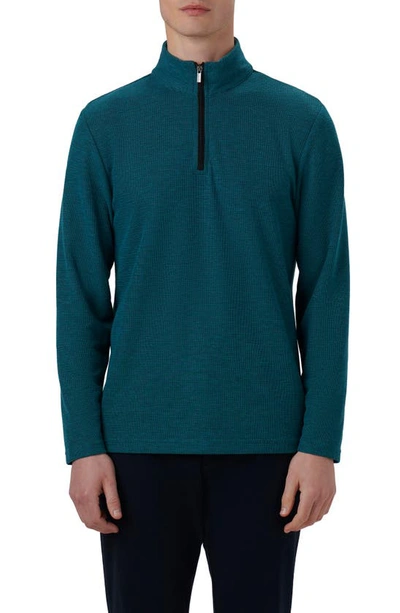 Bugatchi Quarter Zip Pullover In Peacock