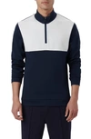 Bugatchi Colorblock Quarter Zip Pullover In Navy