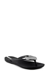 Ipanema Wave Heart Flip Flop In Black/ Silver