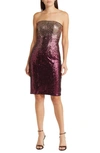 JEWEL BADGLEY MISCHKA SEQUIN STRAPLESS COCKTAIL DRESS