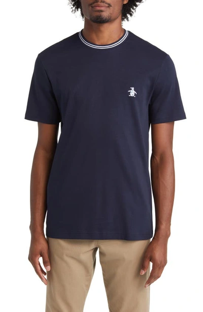 Original Penguin Slim Fit Logo Graphic Cotton Interlock T-shirt In Dark Sapphire