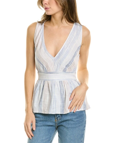 Splendid Jade V-neck Linen-blend Tank In Blue