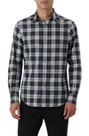 Bugatchi Julian Shaped Fit Plaid Cotton Button-up Shirt In Black
