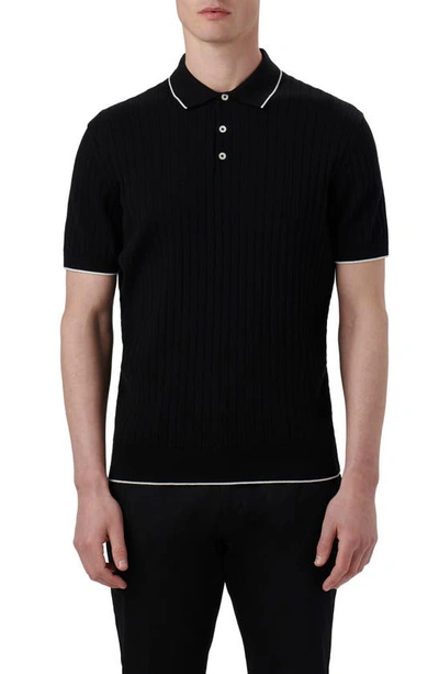 Bugatchi Men's Three-button Polo Sweater In Caviar