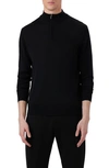 Bugatchi Quarter Zip Merino Wool Pullover In Caviar