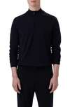 Bugatchi Quarter Zip Merino Wool Pullover In Navy