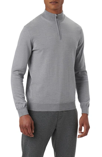 Bugatchi Quarter Zip Merino Wool Pullover In Cement