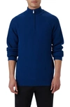 Bugatchi Diagonal Stitch Quarter Zip Sweater In Night Blue