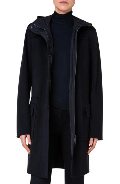 Akris Punto Duffle Reversible Hooded Coat In 009 Black