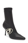 Diesel Patent Ankle Boots With Oval D Plaque In Black