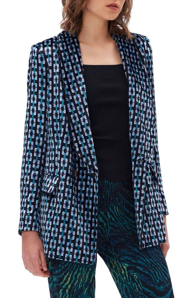 Diane Von Furstenberg Chiana Shawl-collar Double-breasted Jacket In Chain Geo Multi M