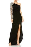 Mac Duggal Women's Asymmetric Crystal-embellished Jersey Gown In Black