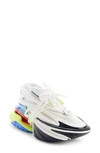 Balmain Men's Unicorn Neoprene And Leather Low-top Sneakers In White Multicolor