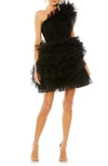 Mac Duggal Women's Tulle One-shoulder Minidress In Black