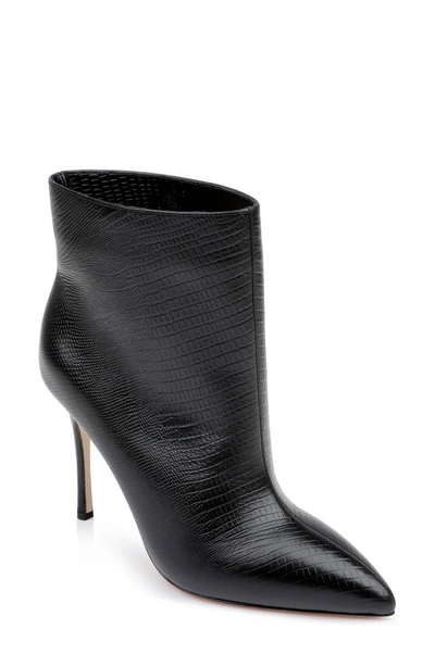 L Agence Mariette Pointed Toe Bootie In Black Lizard